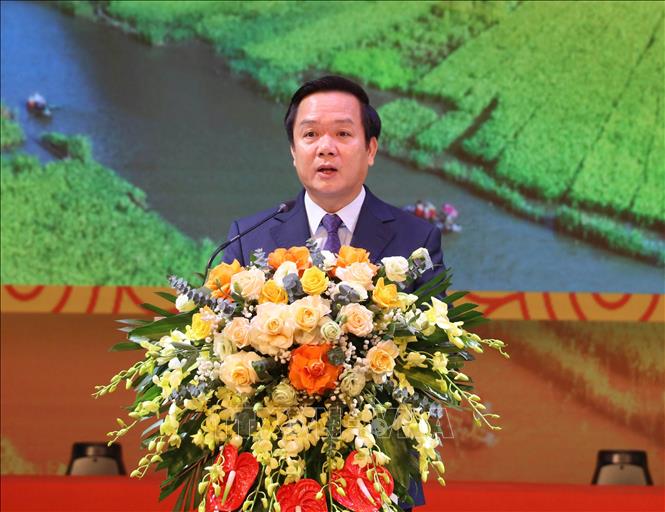 Chủ tịch UBND tỉnh Ninh Bình Phạm Quang Ngọc phát biểu tại chương trình. Ảnh: Thùy Dung - TTXVN