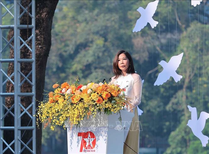 Điều phối viên thường trú của Liên hợp quốc tại Việt Nam Pauline Tamesis phát biểu. Ảnh: Hoàng Hiếu - TTXVN