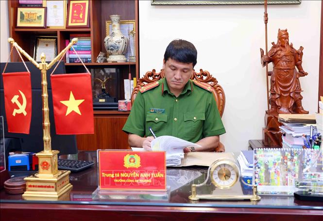 Trung tá Nguyễn Anh Tuấn, Trưởng Công an phường Láng Hạ, quận Đống Đa - công dân ưu tú Thủ đô năm 2024. Ảnh: Phạm Kiên - TTXVN
