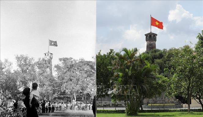 Cột cờ Hà Nội đã có tuổi đời hơn 200 năm gắn bó với mảnh đất Thủ đô, trải qua biết bao thăng trầm lịch sử vẫn đứng sừng sững, hiên ngang giữa đất trời. Ảnh: TTXVN