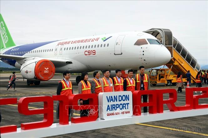 Triển lãm máy bay thương mại Comac Airshow do Tập đoàn Máy bay thương mại Trung Quốc tổ chức, tại Cảng hàng không quốc tế Vân Đồn, huyện Vân Đồn (tỉnh Quảng Ninh), ngày 27/2/2024 Ảnh: Đức Hiếu - TTXVN