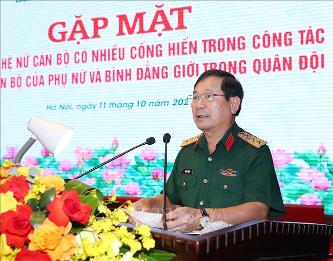 Thượng tướng Lê Huy Vịnh, Thứ trưởng Bộ Quốc phòng phát biểu. Ảnh: Trọng Đức - TTXVN