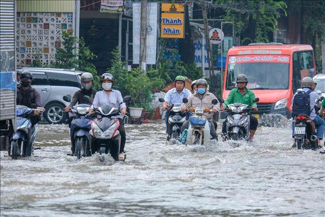 Dự báo đợt triều cường Rằm tháng 9 ở Cần Thơ sẽ duy trì ở mức trên báo động 3 đến ngày 22-23/10. Ảnh: Thanh Liêm - TTXVN