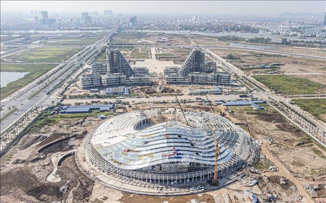 Trung tâm Chính trị - Hành chính và Trung tâm Hội nghị - Biểu diễn thành phố Hải Phòng dự kiến sẽ đưa vào sử dụng trong quý II năm 2025. Ảnh: Quốc Khánh - TTXVN