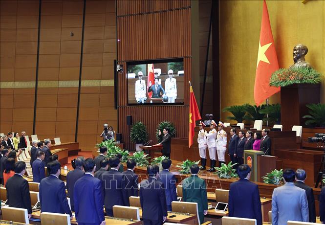 Chủ tịch nước CHXHCN Việt Nam Lương Cường tuyên thệ trước Quốc hội và đồng bào cử tri cả nước. Ảnh: TTXVN