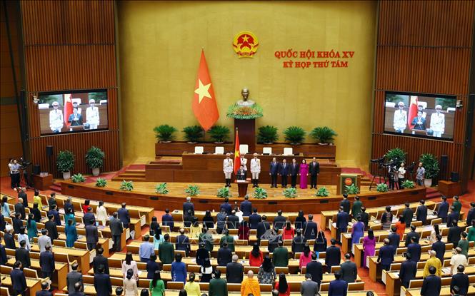Lễ tuyên thệ của Chủ tịch nước CHXHCN Việt Nam Lương Cường. Ảnh: TTXVN
