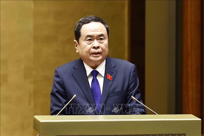 Chủ tịch Quốc hội Trần Thanh Mẫn phát biểu. Ảnh: TTXVN