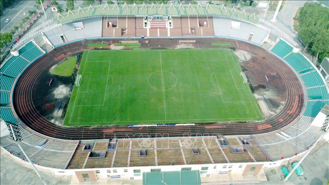 Sân vận động Việt Trì đã sẵn sàng cho vòng loại giải bóng U17 Châu Á 2025. Ảnh: Tạ Toàn - TTXVN