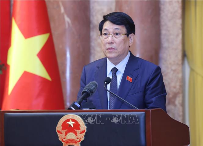 Chủ tịch nước Lương Cường phát biểu. Ảnh: Lâm Khánh - TTXVN