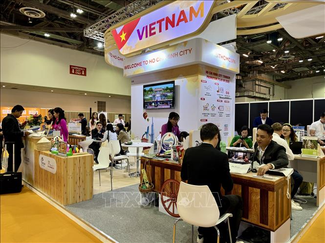 Sở Du lịch TP Hồ Chí Minh tham gia hội chợ ITB Asia 2024. Ảnh: Đỗ Vân-PV TTXVN tại Singapore