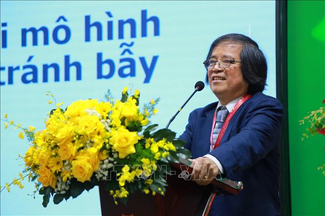 Giáo sư Trần Văn Thọ, Giáo sư danh dự Đại học Waseda, Nhật Bản, phát biểu. Ảnh: Văn Dũng-TTXVN