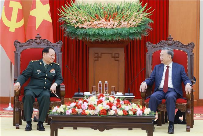 Tổng Bí thư Tô Lâm tiếp Phó Chủ tịch Quân ủy Trung ương Trung Quốc Trương Hựu Hiệp. Ảnh: Thống Nhất – TTXVN