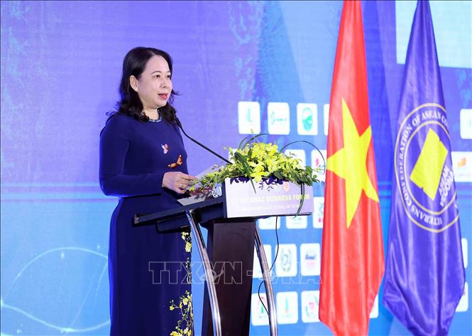 Vice State President of Vietnam Vo Thi Anh Xuan at the opening of the first Veterans Confederation of ASEAN Countries (VECONAC) Business Forum in Hanoi on October 25. VNA Photo: An Đăng