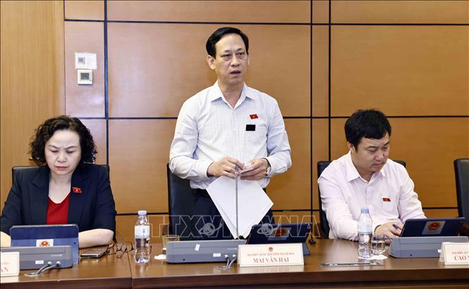 Đại biểu Quốc hội tỉnh Thanh Hóa Mai Văn Hải phát biểu ý kiến. Ảnh: Doãn Tấn - TTXVN
