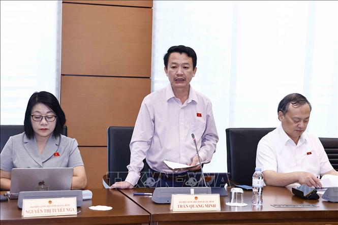 Đại biểu Quốc hội tỉnh Quảng Bình Trần Quang Minh phát biểu ý kiến. Ảnh: Doãn Tấn - TTXVN