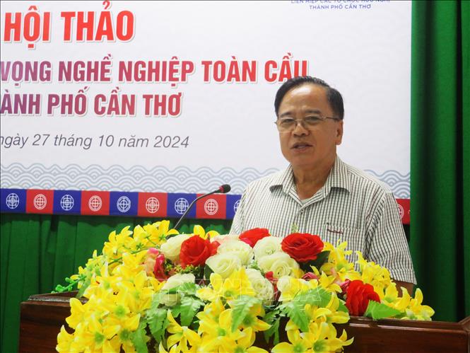 Ông Nguyễn Thanh Xuân, Chủ tịch Hội Khuyến học thành phố Cần Thơ phát biểu tại sự kiện. Ảnh: Ánh Tuyết – TTXVN