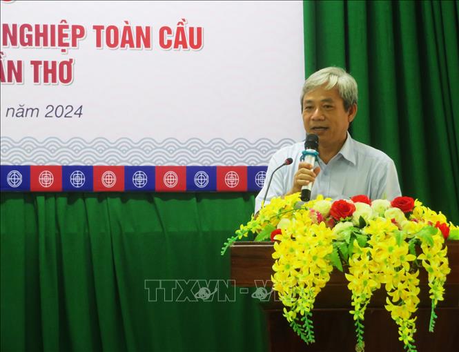 Ông Phạm Minh Quốc, Giám đốc Vườn ươm Công nghệ Công nghiệp Việt Nam - Hàn Quốc (KVIP) phát biểu tại sự kiện. Ảnh: Ánh Tuyết - TTXVN