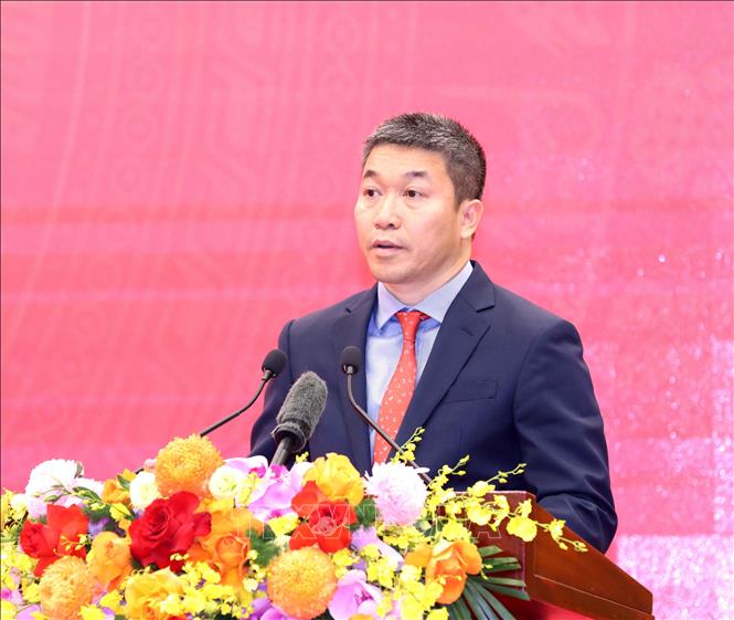 Đồng chí Phan Anh Sơn, Chủ tịch Liên hiệp các tổ chức hữu nghị Việt Nam phát biểu. Ảnh: Phương Hoa – TTXVN