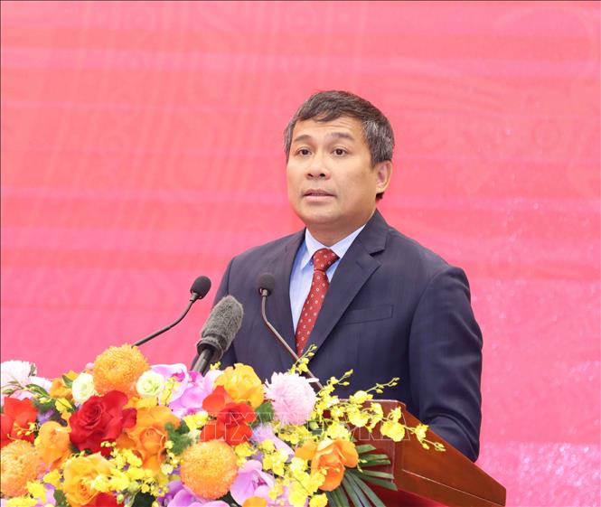 Đồng chí Nguyễn Minh Vũ, Uỷ viên Dự khuyết Trung ương Đảng, Thứ trưởng Thường trực Bộ Ngoại giao phát biểu tại Lễ kỷ niệm. Ảnh: Phương Hoa – TTXVN