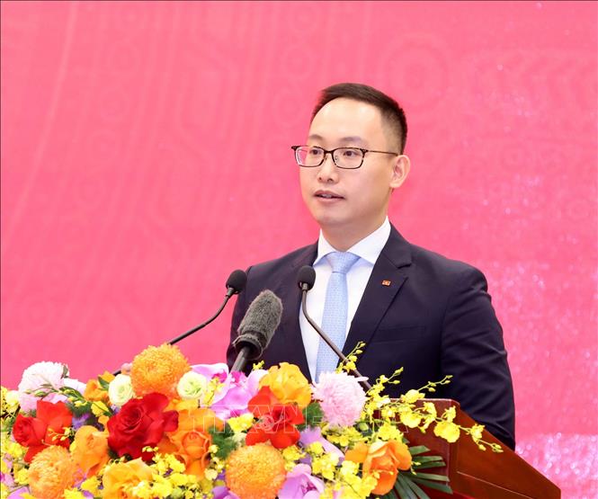 Bí thư Đoàn Thanh niên cơ quan Ban Đối ngoại Trung ương Phó Đức Dương phát biểu tại Lễ kỷ niệm. Ảnh: Phương Hoa – TTXVN