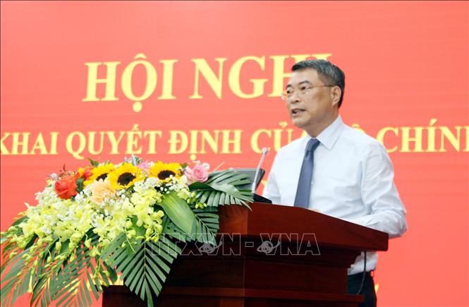 Ủy viên Bộ Chính trị, Bí thư Trung ương Đảng, Trưởng Ban Tổ chức Trung ương Lê Minh Hưng phát biểu tại Hội nghị. Ảnh: Tá Chuyên – TTXVN