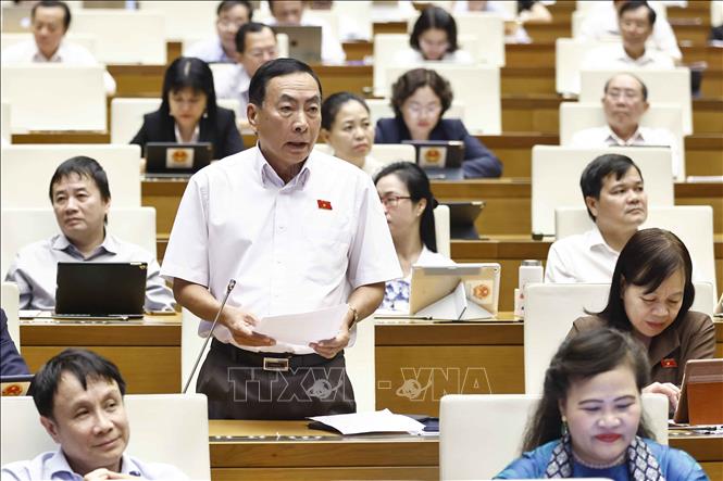 Đại biểu Quốc hội tỉnh Đồng Tháp Phạm Văn Hòa phát biểu ý kiến. Ảnh: Doãn Tấn - TTXVN