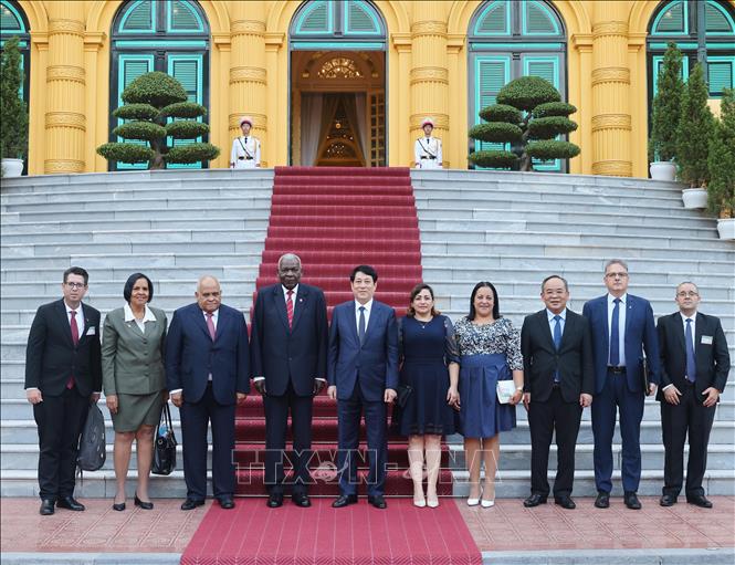 State President Luong Cuong and President of the National Assembly of People’s Power of Cuba Esteban Lazo Hernandez among others. VNA Photo: Lâm Khánh 