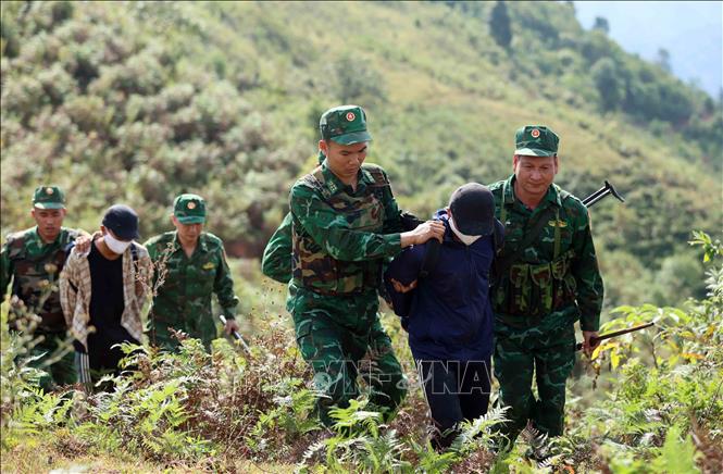 Đại úy Vũ Văn Cường cùng đồng đội khống chế, bắt giữ các đối tượng vận chuyển, buôn bán trái phép chất ma túy trong một chuyên án mới đây. Ảnh: An Đăng - TTXVN