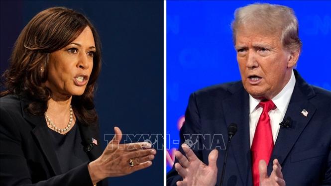 Phó Tổng thống Mỹ Kamala Harris, ứng viên của đảng Dân chủ (trái) và cựu Tổng thống Donald Trump, ứng viên của đảng Cộng hòa. Ảnh: AP/TTXVN