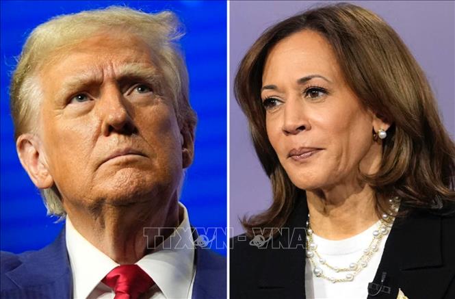 Ứng cử viên Tổng thống Mỹ của đảng Cộng hòa Donald Trump (trái) và Phó Tổng thống Kamala Harris, ứng viên của đảng Dân chủ. Ảnh: AP/TTXVN
