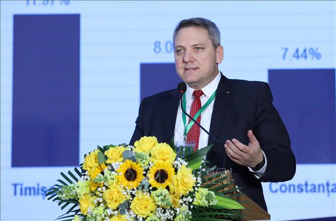 Chuyên gia quốc tế phát biểu tại Hội thảo. Ảnh: Văn Dũng - TTXVN