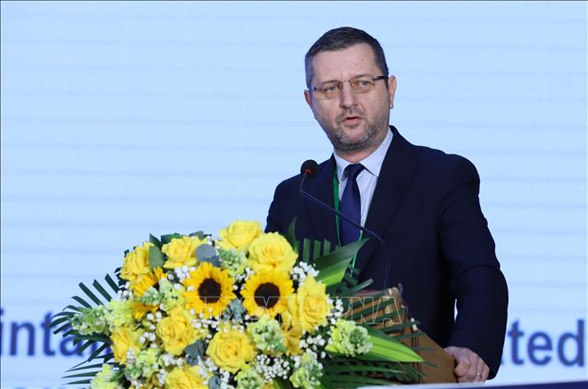 Chuyên gia quốc tế phát biểu tại Hội thảo. Ảnh: Văn Dũng - TTXVN