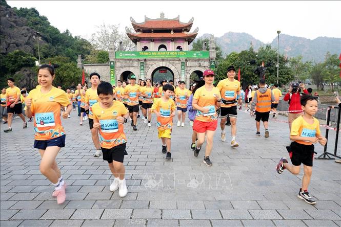 Runners join the fourth Trang An Marathon. VNA Photo: Thùy Dung