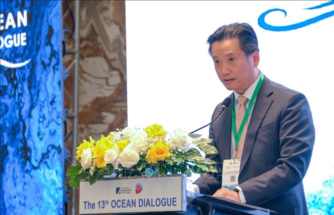 Tiến sỹ Nguyễn Hùng Sơn, Phó Giám đốc Học viện Ngoại giao phát biểu khai mạc Đối thoại Biển lần thứ 13. Ảnh: Thanh Liêm - TTXVN