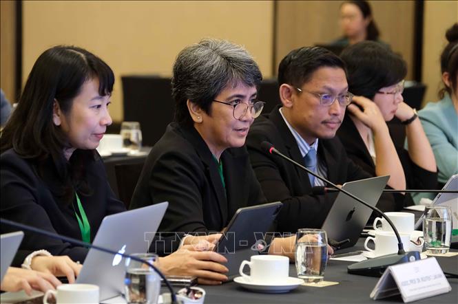 TS. Maria Rowena Romana-Eguia, Đại học De La Salle (Philippines) chia sẻ những nghiên cứu của mình tại Đối thoại Biển lần thứ 13. Ảnh: Thanh Liêm - TTXVN