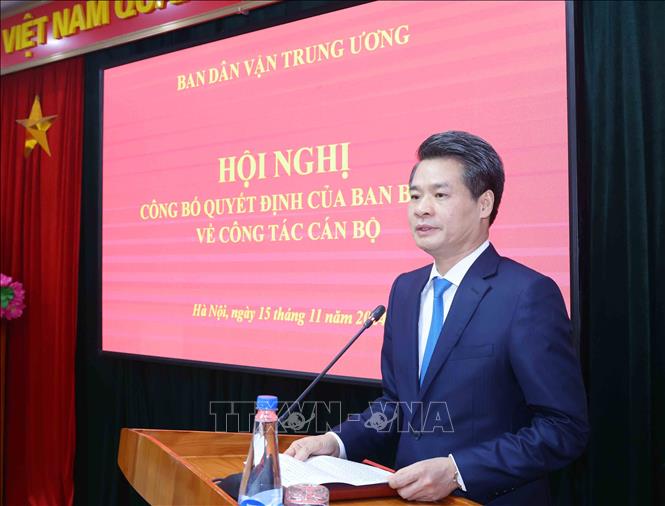 Đồng chí Nguyễn Quang Đức, Phó Trưởng Ban Dân vận Trung ương phát biểu nhận nhiệm vụ. Ảnh: Phương Hoa - TTXVN