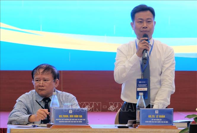 Giáo sư,Tiến sĩ Lê Quân - Giám đốc Đại học Quốc gia Hà Nội phát biểu. Ảnh: Văn Dũng-TTXVN