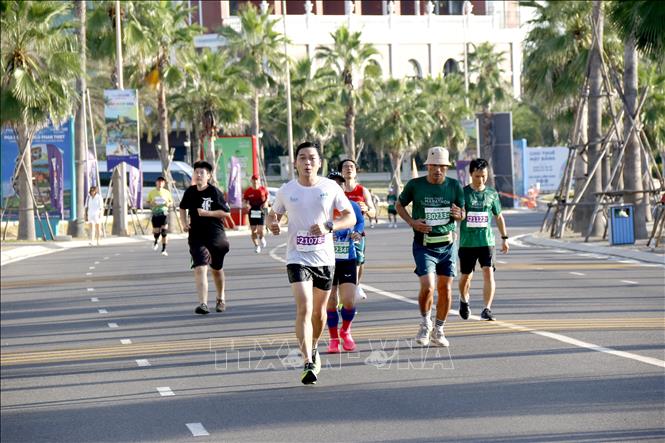 Các vận động viên thi đấu tại Giải chạy Phan Thiết Marathon 2024 - Hành trình xanh. Ảnh: Nguyễn Thanh - TTXVN