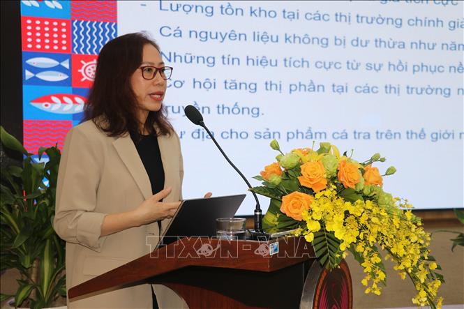 Bà Tô Thị Tường Lan – Phó Tổng thư ký VASEP thông tin thị trường xuất khẩu nước ngoài.
Ảnh: Nguyễn Văn Trí - TTXVN