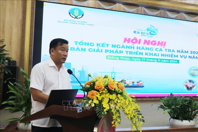 Phó Chủ tịch UBND tỉnh Đồng Tháp ông Nguyễn Phước Thiện phát biểu tại Hội nghị. Ảnh: Nguyễn Văn Trí - TTXVN