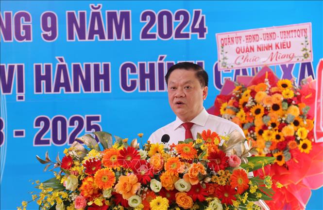 Ông Dương Tấn Hiển, Phó Chủ tịch Thường trực UBND thành phố Cần Thơ phát biểu tại buổi lễ. Ảnh: Ngọc Thiện – TTXVN