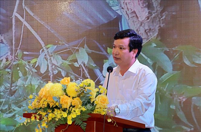 Ông Nguyễn Long Giang, Phó Chủ tịch UBND huyện Phù Ninh (Phú Thọ) chia sẻ kinh nghiệm tại hội nghị. Ảnh: Thanh Hải - TTXVN 