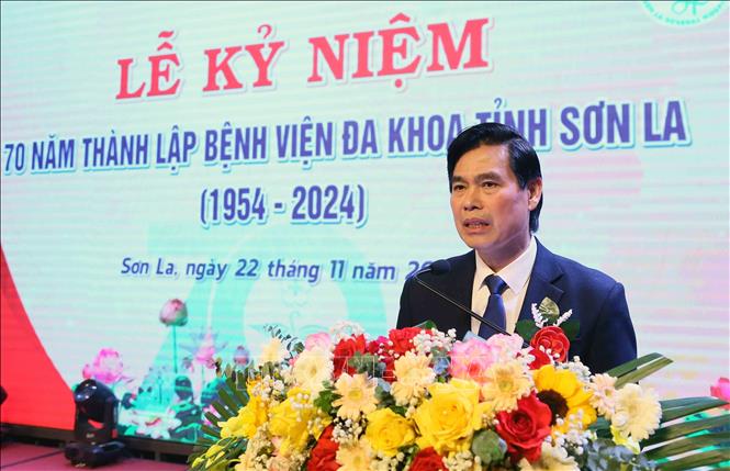 Bí thư Tỉnh ủy Sơn La Hoàng Quốc Khánh phát biểu. Ảnh: Quang Quyết - TTXVN