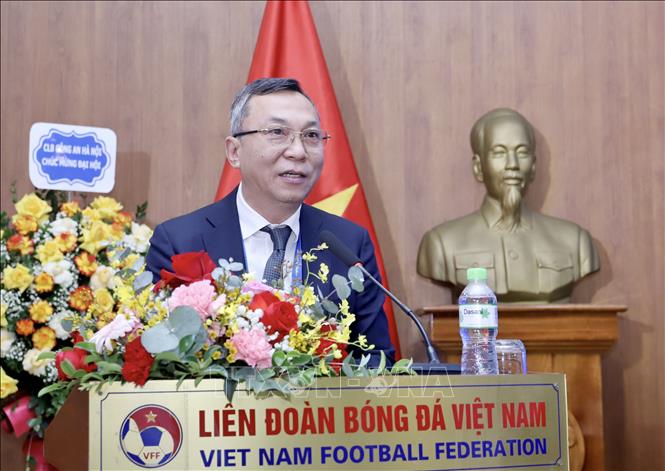 Chủ tịch VFF Trần Quốc Tuấn phát biểu. Ảnh: VFF/TTXVN phát