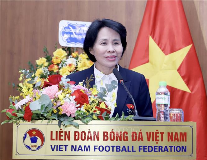 Phó Cục trưởng Cục TDTT Lê Thị Hoàng Yến phát biểu. Ảnh: VFF/TTXVN phát