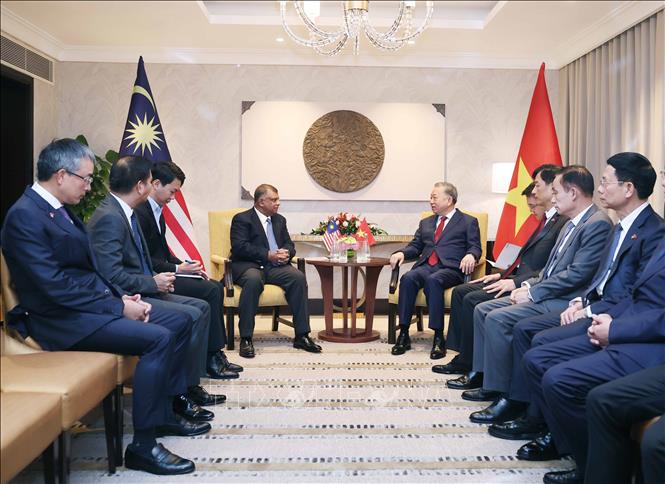 Party General Secretary To Lam receives Tony Fernandes, CEO of Capital A (AirAsia). VNA Photo: Thống Nhất