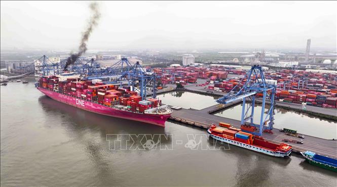 Cảng quốc tế Cái Mép – Thị Vải (Bà Rịa – Vũng Tàu), một trong hai cảng đặc biệt của Việt Nam, là 1 trong 19 cảng trên thế giới có khả năng tiếp nhận tàu siêu trọng và nằm trong nhóm 50 cảng biển có sản lượng khai thác container cao nhất thế giới hiện nay. Ảnh: Vũ Sinh – TTXVN