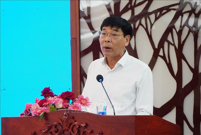 Ông Lê Minh Dũng, Chủ tịch Hội Nông dân Thành phố Hồ Chí Minh phát biểu tại chương trình. Ảnh: Thu Hương - TTXVN                   