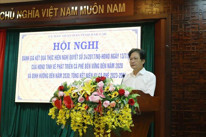 Giám đốc Sở Nông nghiệp và Phát triển nông thôn tỉnh Đắk Lắk Nguyễn Hoài Dương phát biểu khai mạc Hội nghị. Ảnh: Hoài Thu – TTXVN.