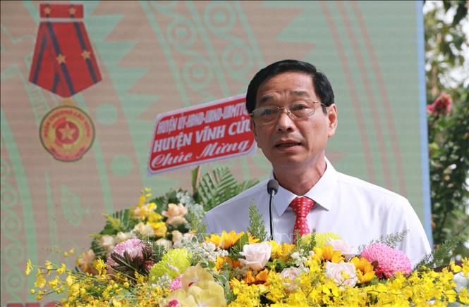 Phó Chủ tịch Ủy ban nhân dân tỉnh Đồng Nai Võ Văn Phi phát biểu tại buổi lễ. Ảnh: Lê Xuân - TTXVN